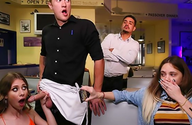 Gorgeous slender chick gets naked and has sex in a public bathroom