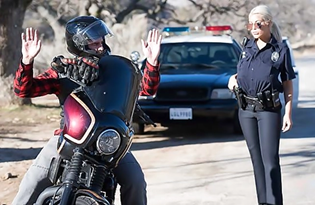 Busty police officer gets fully naked in front of her hung suspect
