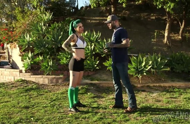 Football practice turns into sucking on a BBC for the kinky naked babe