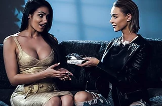 Two naked lustful hotties go crazy for each other's tight wet pussies