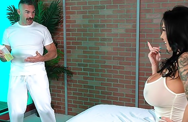 Busty MILF needs more than a naked body massage from the horny dude