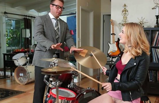 Negligent coed is interested in naked sex with the handsome music teacher