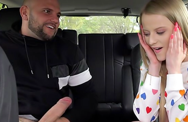 Innocent cutie is lured by a hung stranger into getting naked in the car