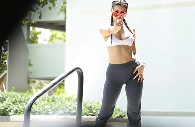 Latina with pigtails is never shy when she wants to have naked sex