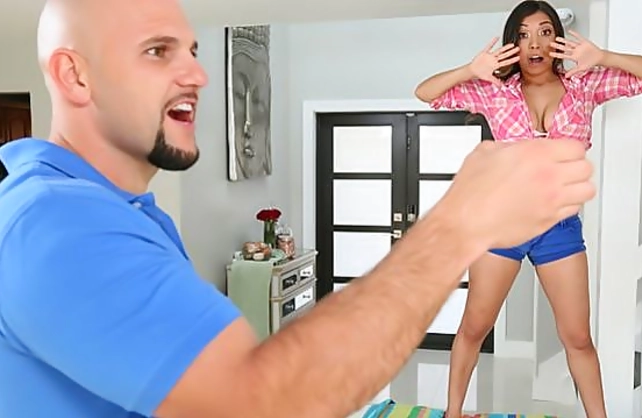 Strong buffalo fucks sumptuous Latina's naked twat in different positions