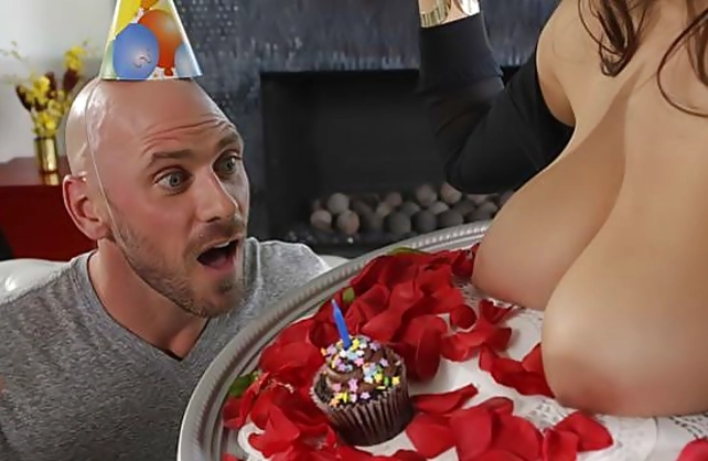 Arresting Latina has a gift for the bald birthday boy namely naked sex