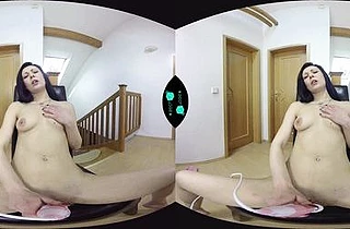 Secretary is naked and ready to play solo with vibrator in VR clip