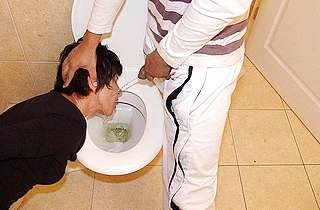 Naked girl is hot when a guy pees on her and thrusts cock into the mouth