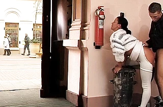 Lucky fellow has hot anal sex with naked girl right on the street