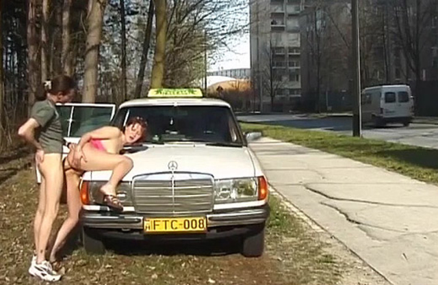 Limo driver brave enough to have hot anal sex with naked girl on street