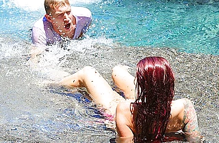 Porn actor with hot bulge properly stretches neighbor's naked girl