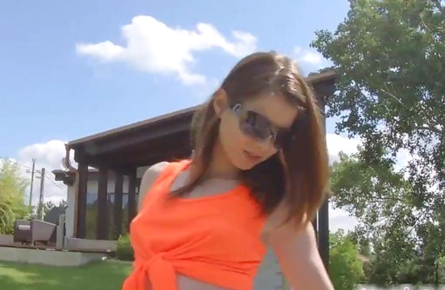 Young beautiful teen with naked boobs always finds time for masturbation