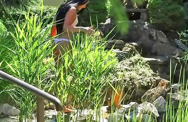 Handsome guy joins beautiful naked girl in time for sensual outdoor sex