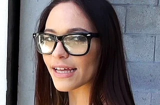 Nerdy naked girl with sexy pierced nipples fucked in pussy on camera