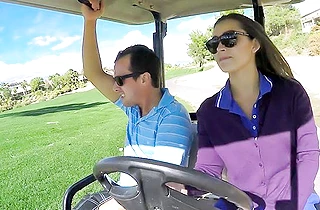Golf and sex with creampie help naked girl spend a beautiful day