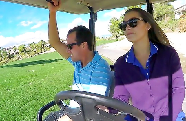 Golf and sex with creampie help naked girl spend a beautiful day