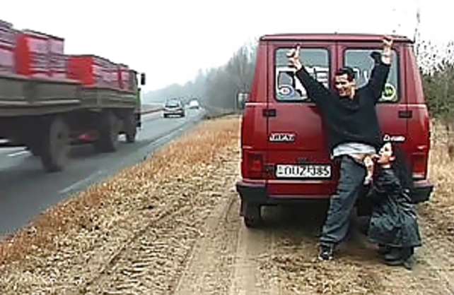 Teen could be a naked girl if hot action didn't take place by highway