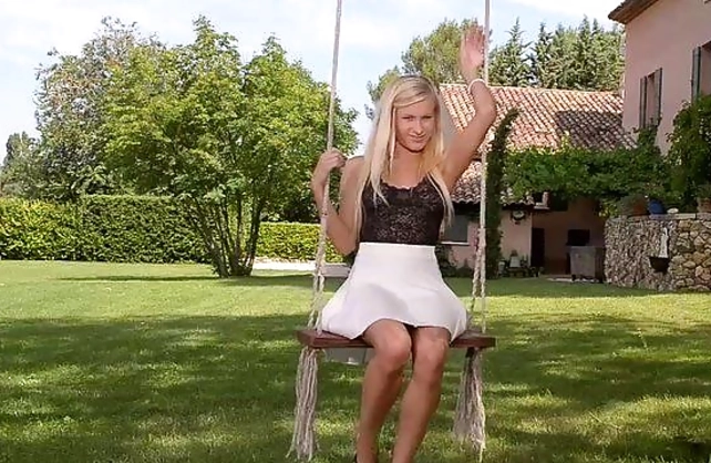 Blonde naked girl from Czech devotes time to hot outdoor masturbation