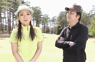 Raunchy coach fucks beautiful naked girl from Japan on the golf course