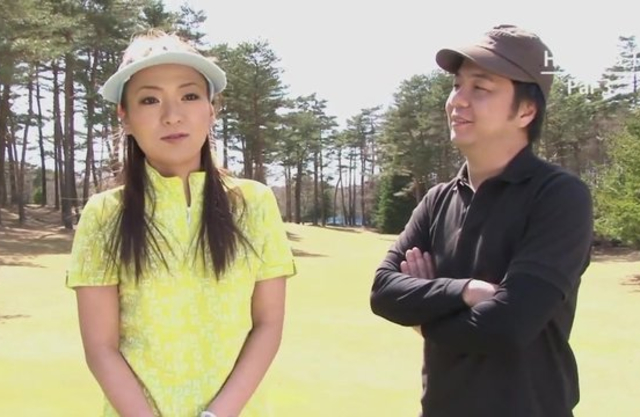 Raunchy coach fucks beautiful naked girl from Japan on the golf course