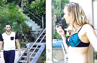 Bearded guy is brought to the house where he fucks sexy naked girl