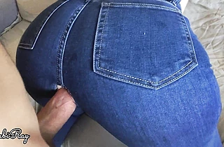 Sweet Roommate Hard Fucked in Ripped Jeans Denim and Finishing With Huge Cumshot