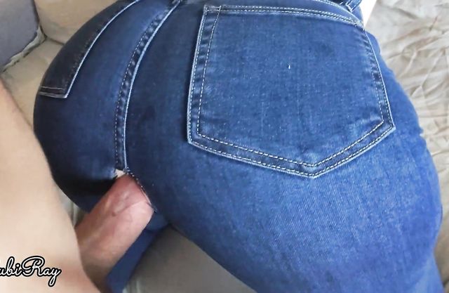 Sweet Roommate Hard Fucked in Ripped Jeans Denim and Finishing With Huge Cumshot
