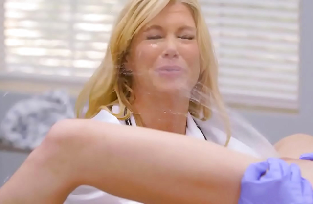 Foul-Mouthed Doctor Soaked by Squirting Lesbian Slut in Shocking Encounter.