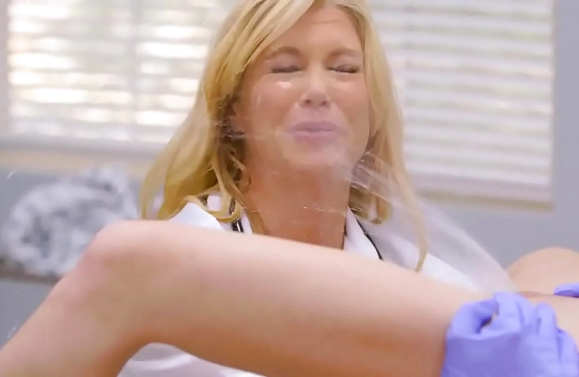 Foul-Mouthed Doctor Soaked by Squirting Lesbian Slut in Shocking Encounter.