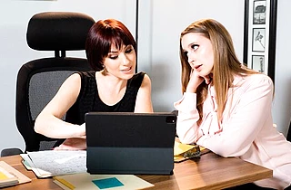 Horny Lesbian Assistant Seduces Busty Boss for Hot Office Sex