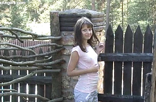 Small-tittied naked girl poses naked in the woods enjoying herself in this erotic scene