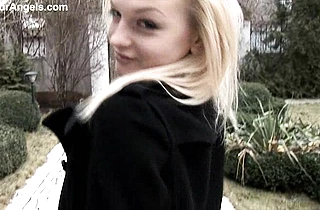 Nubile naked girl with small round tits exposes her flawless shapely figure on the online vid