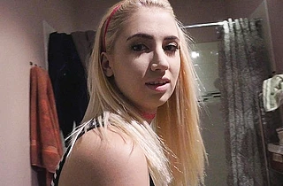 Spoiled slut girl with blond hair boasts of her sucking skills in a pov video
