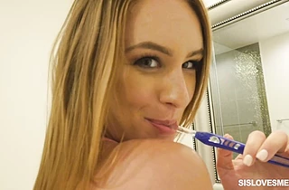 Teen blonde sucks cock while naked then fucks a lot in doggy scenes