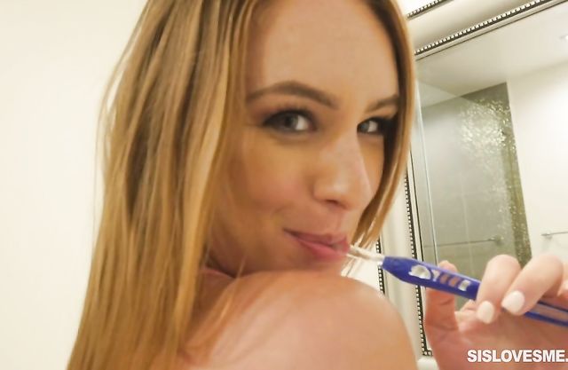 Teen blonde sucks cock while naked then fucks a lot in doggy scenes