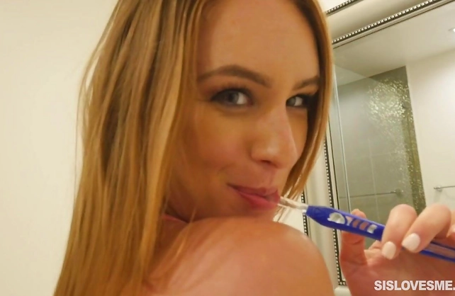 Teen blonde sucks cock while naked then fucks a lot in doggy scenes