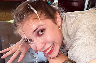 Petite Cutie Teen's Face Glazed in Bro's Huge Jizz Load, Makeup Destroyed Post-Multi Climax