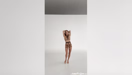 International model naked shows off her small breasts playfully