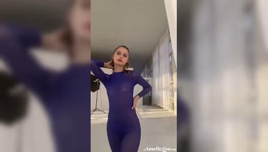 Brunette beauty naked under her sexy dress