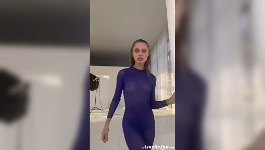 Brunette beauty naked under her sexy dress