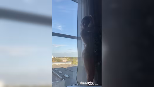 Beauty exhibits her naked slim figure at home