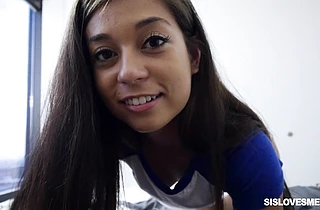 Lovely looking young slut girl plays with a black cock and enjoys it in pussy