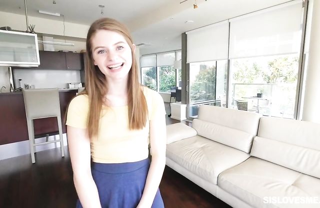 Cute redhead sucks the dick then bends ass to fuck in a perfect POV