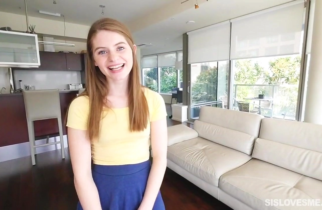 Cute redhead sucks the dick then bends ass to fuck in a perfect POV