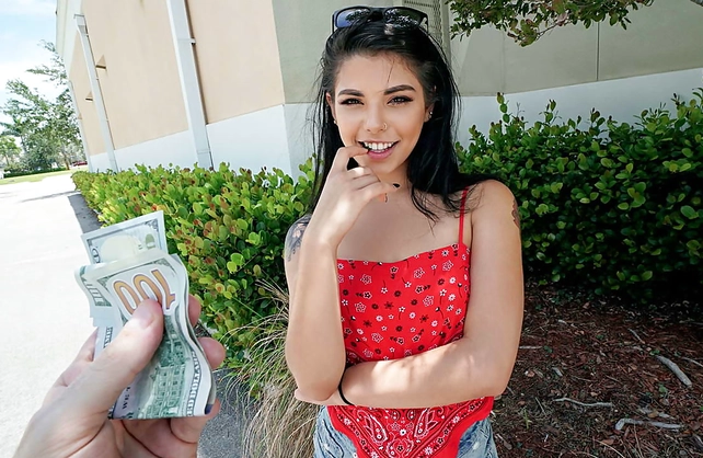 Sexy teen having her tight pussy pounded in a back alley for cash