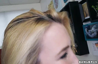 Blonde gets naked teasing her boobs then masturbates for a casting