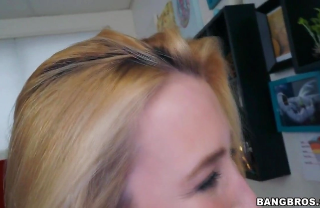 Blonde gets naked teasing her boobs then masturbates for a casting