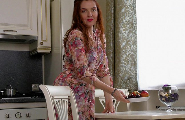 Redhead naked girl masturbating on the table will make your dick hard as a rock
