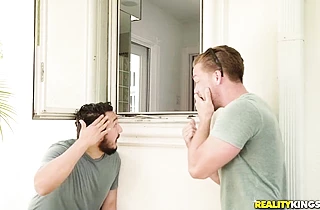 Blonde mature MILF gets her throat fucked in the shower by stepson