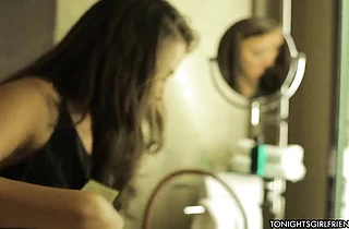 Busty slut gets a hardcore fucking in the shower from a stud with a big cock